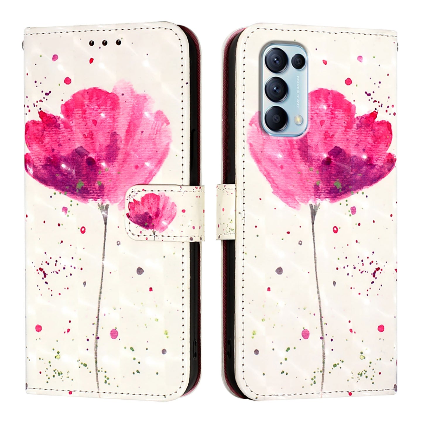 OPPO Find X3 Lite Leather Flip Phone Case with 3D Painted Design, Card Holder, Wallet & Stand Function - Durable Protection & Easy Access