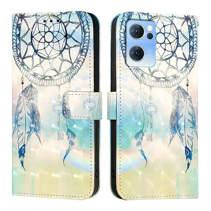 OPPO Reno7 5G Global Leather Flip Phone Case with 3D Painted Design, Card Holder, Wallet & Stand Function - Durable Protection & Easy Access