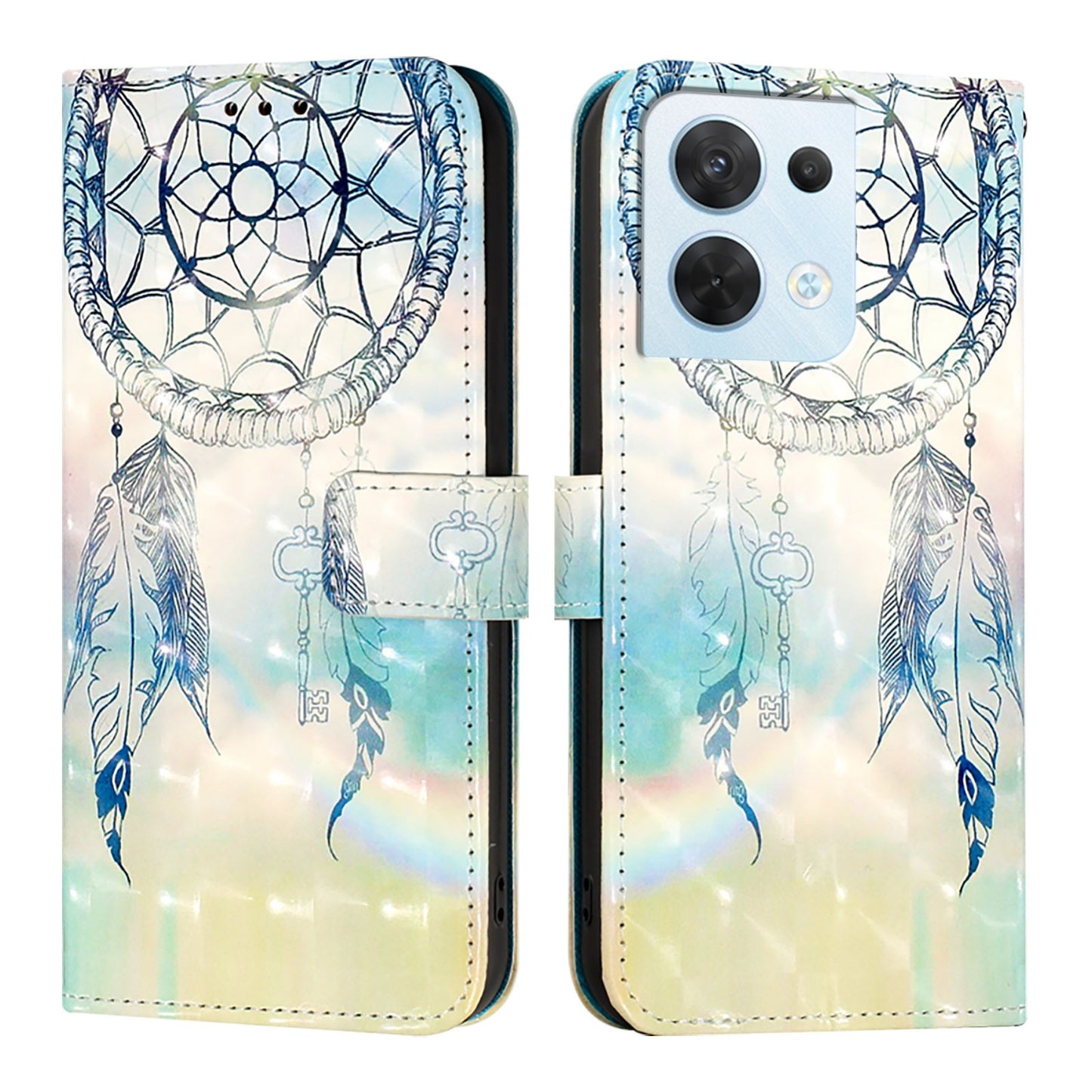 OPPO Reno8 5G Global Leather Flip Phone Case with 3D Painted Design, Card Holder, Wallet & Stand Function - Durable Protection & Easy Access