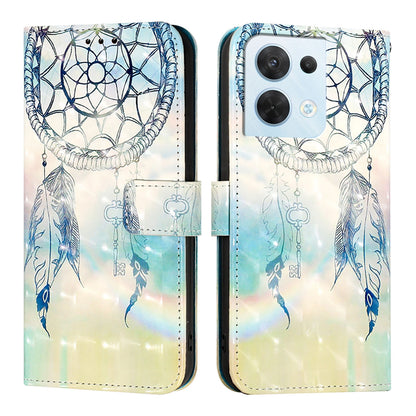 OPPO Reno8 5G Global Leather Flip Phone Case with 3D Painted Design, Card Holder, Wallet & Stand Function - Durable Protection & Easy Access