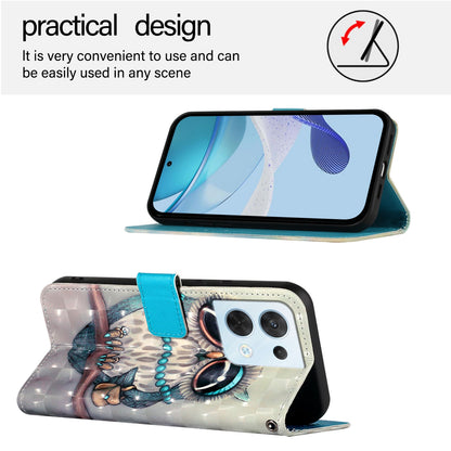 OPPO Reno8 5G Global Leather Flip Phone Case with 3D Painted Design, Card Holder, Wallet & Stand Function - Durable Protection & Easy Access
