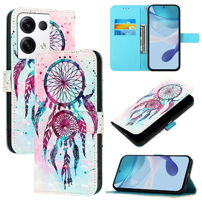 OPPO Reno8 Pro 5G Global Leather Flip Phone Case with 3D Painted Design, Card Holder, Wallet & Stand Function - Durable Protection & Easy Access