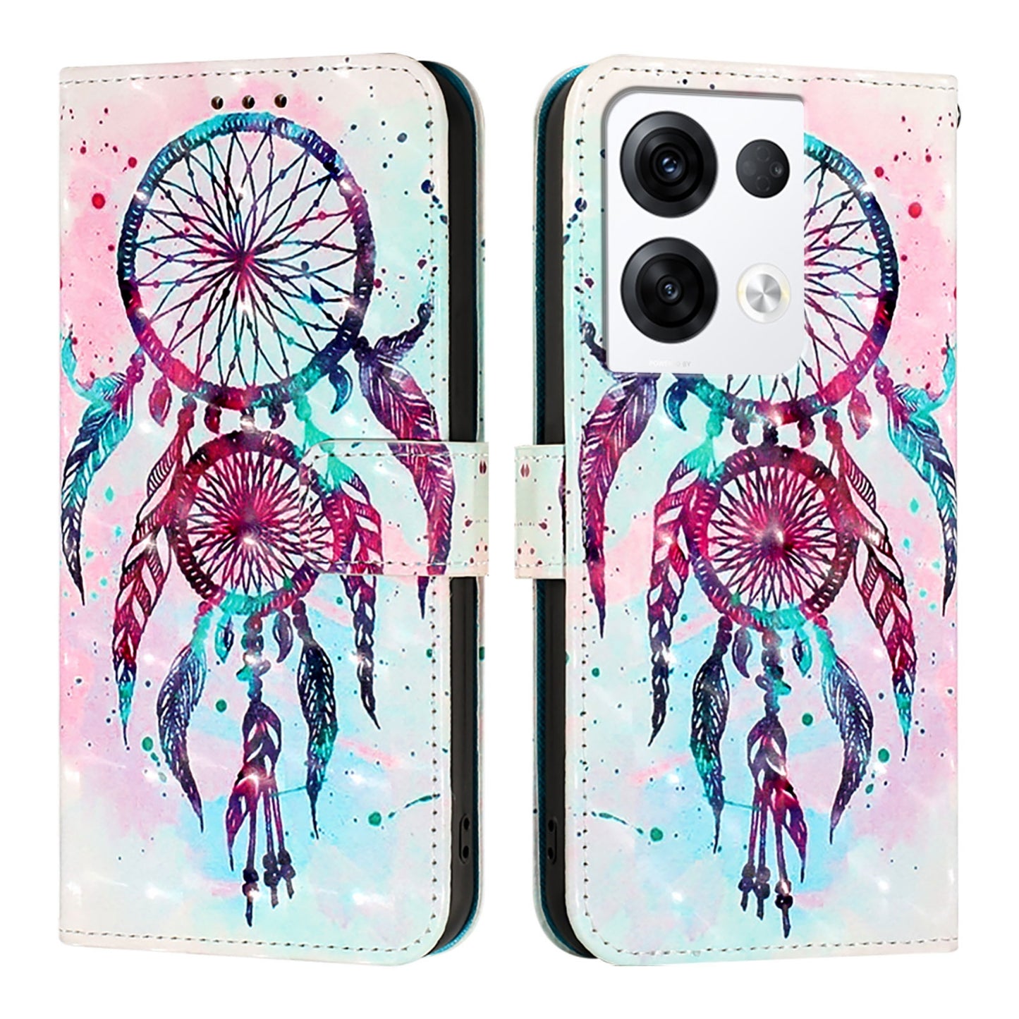 OPPO Reno8 Pro 5G Global Leather Flip Phone Case with 3D Painted Design, Card Holder, Wallet & Stand Function - Durable Protection & Easy Access