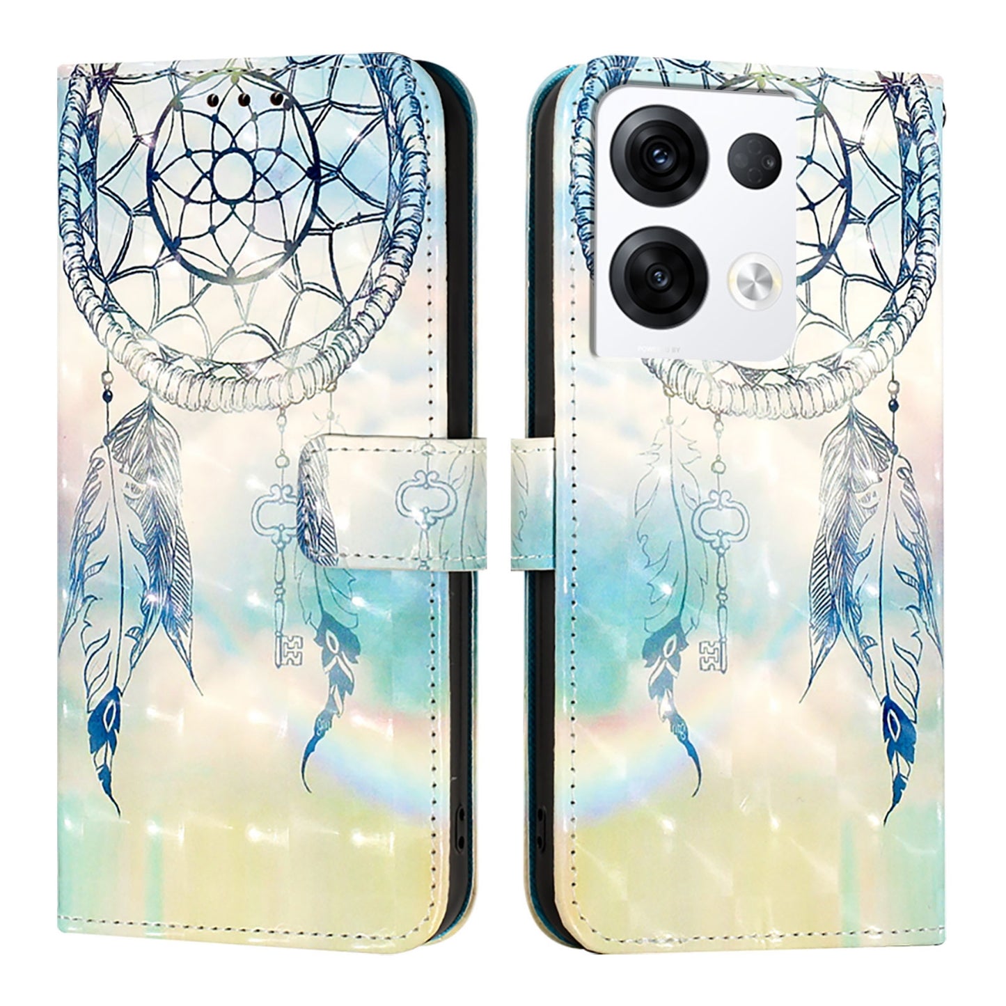 OPPO Reno8 Pro 5G Global Leather Flip Phone Case with 3D Painted Design, Card Holder, Wallet & Stand Function - Durable Protection & Easy Access