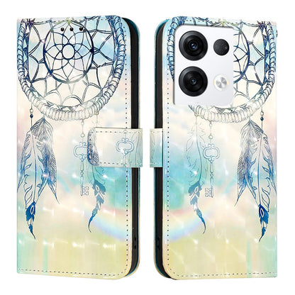 OPPO Reno8 Pro 5G Global Leather Flip Phone Case with 3D Painted Design, Card Holder, Wallet & Stand Function - Durable Protection & Easy Access