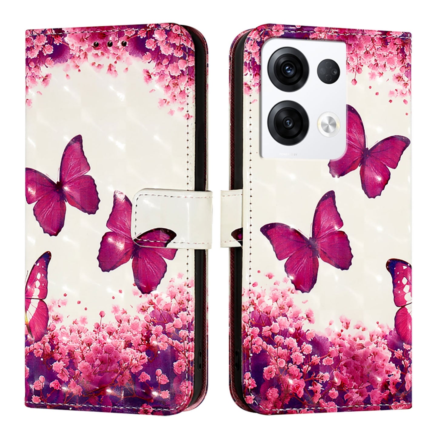 OPPO Reno8 Pro 5G Global Leather Flip Phone Case with 3D Painted Design, Card Holder, Wallet & Stand Function - Durable Protection & Easy Access