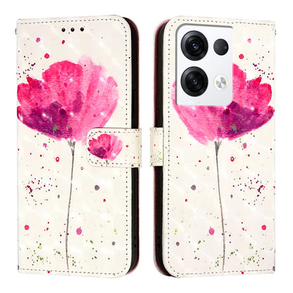 OPPO Reno8 Pro 5G Global Leather Flip Phone Case with 3D Painted Design, Card Holder, Wallet & Stand Function - Durable Protection & Easy Access