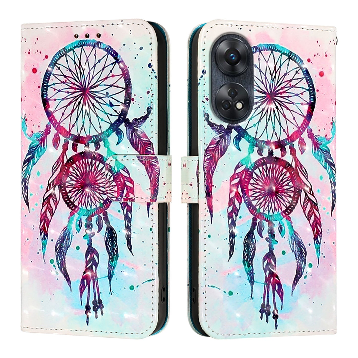 OPPO Reno8 T 4G Global Leather Flip Phone Case with 3D Painted Design, Card Holder, Wallet & Stand Function - Durable Protection & Easy Access