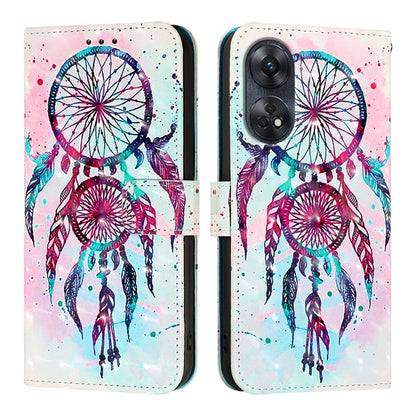 OPPO Reno8 T 4G Global Leather Flip Phone Case with 3D Painted Design, Card Holder, Wallet & Stand Function - Durable Protection & Easy Access