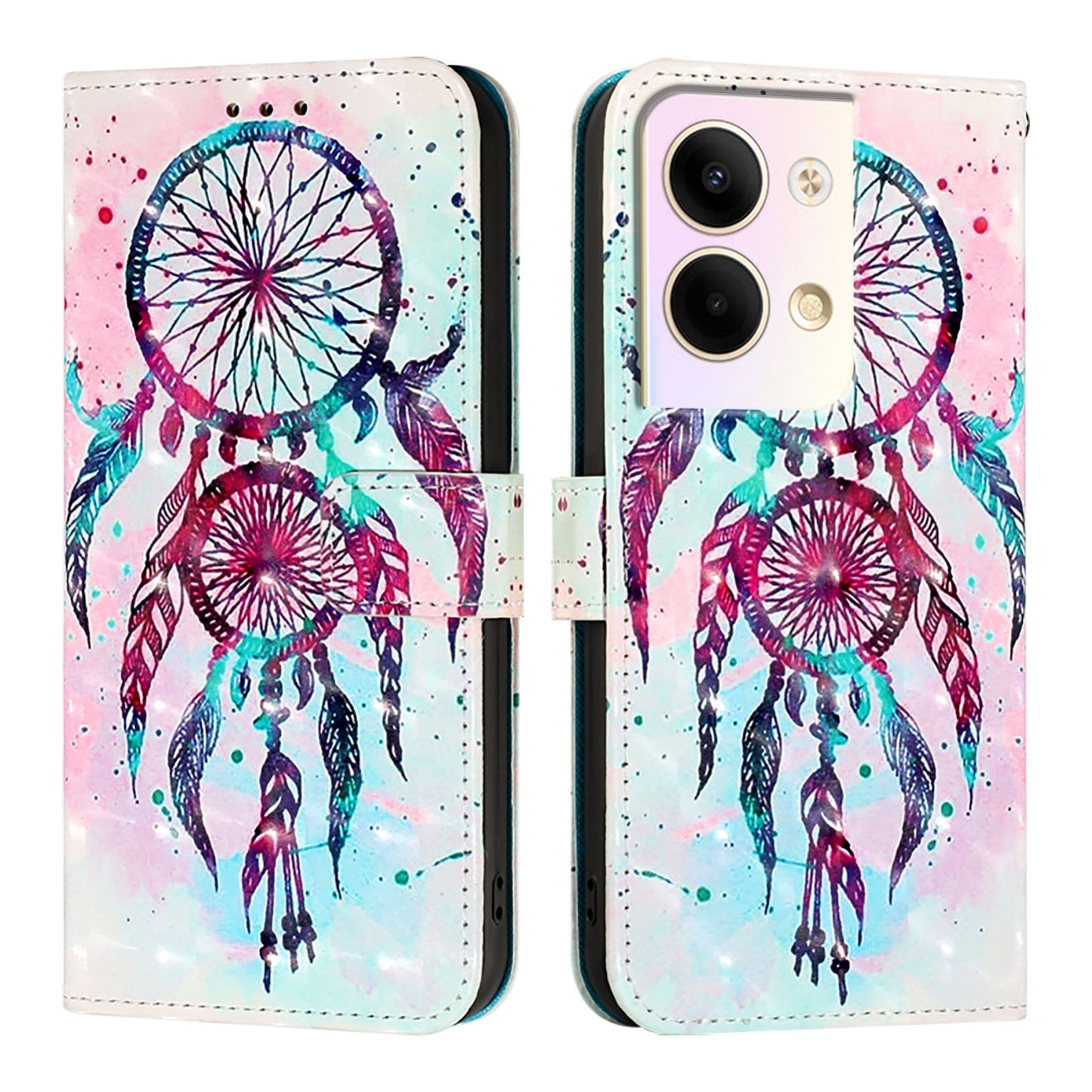 OPPO Reno9 Pro 5G Leather Flip Phone Case with 3D Painted Design, Card Holder, Wallet & Stand Function - Durable Protection & Easy Access