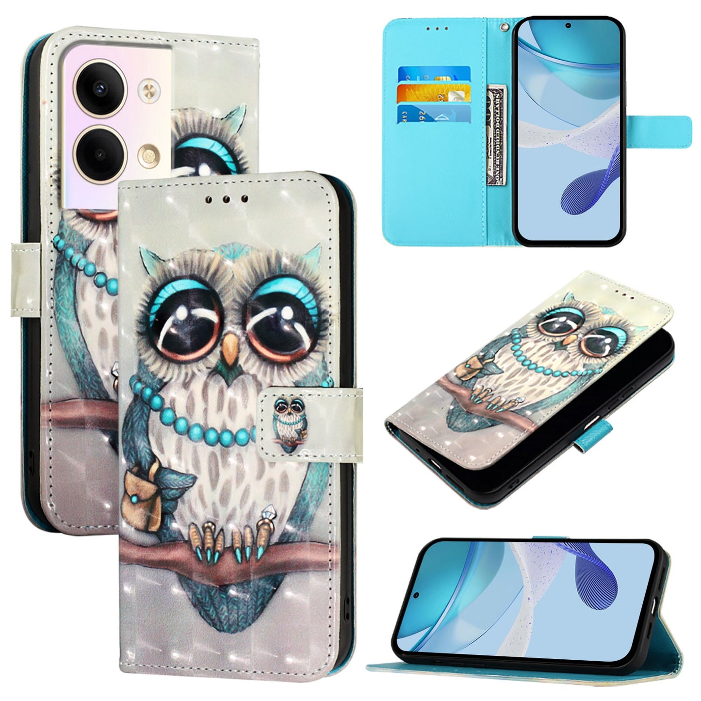 OPPO Reno9 Pro 5G Leather Flip Phone Case with 3D Painted Design, Card Holder, Wallet & Stand Function - Durable Protection & Easy Access
