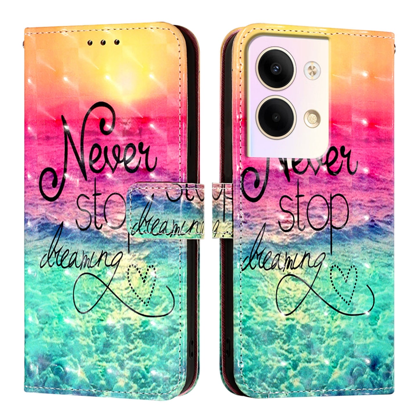 OPPO Reno9 Pro 5G Leather Flip Phone Case with 3D Painted Design, Card Holder, Wallet & Stand Function - Durable Protection & Easy Access