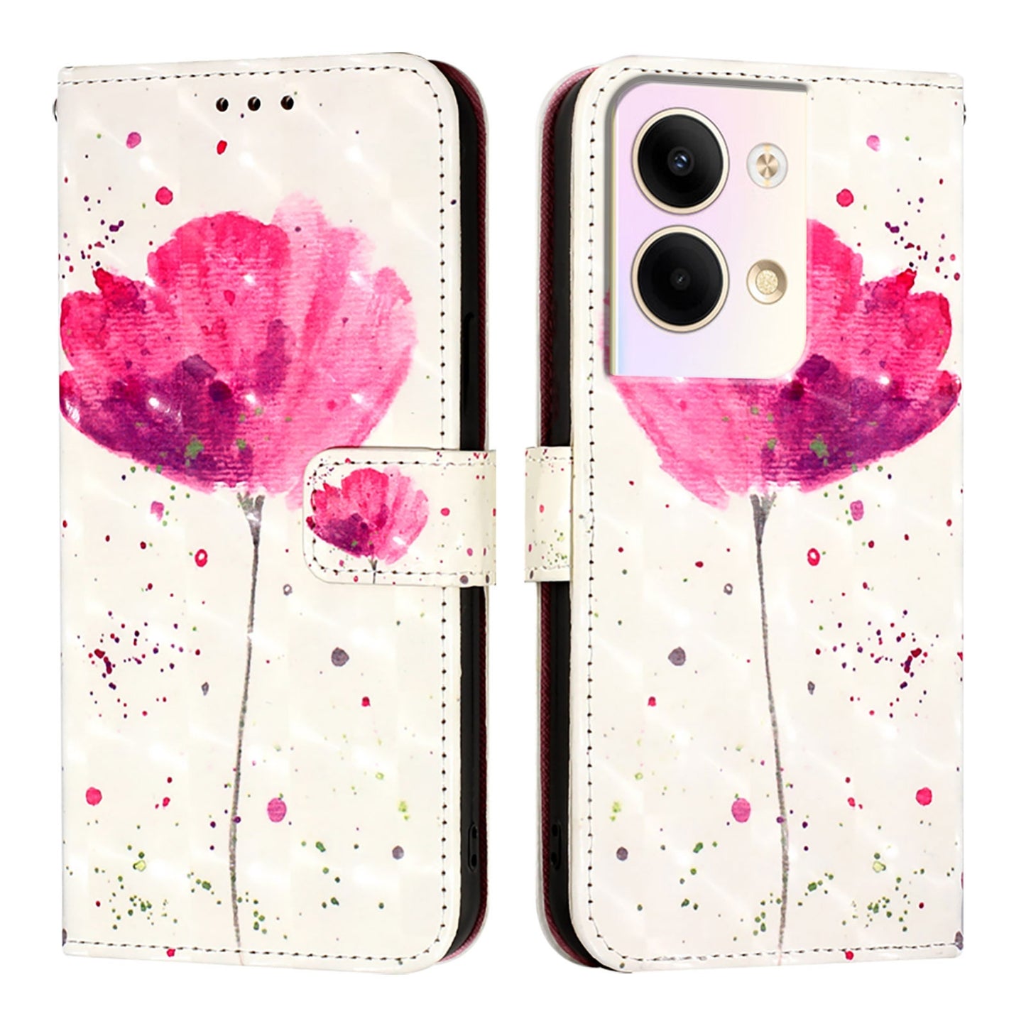 OPPO Reno9 Pro 5G Leather Flip Phone Case with 3D Painted Design, Card Holder, Wallet & Stand Function - Durable Protection & Easy Access