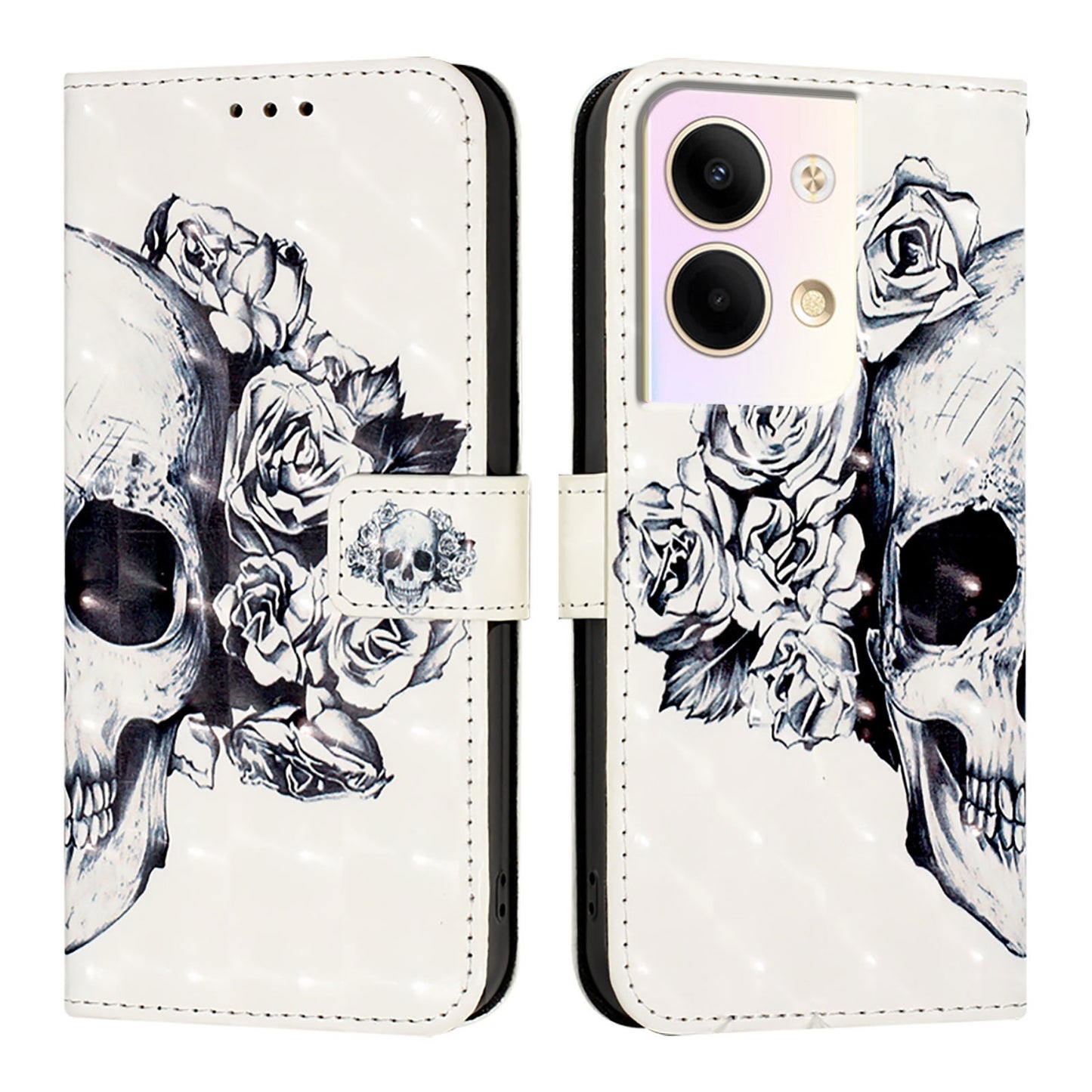 OPPO Reno9 5G Leather Flip Phone Case with 3D Painted Design, Card Holder, Wallet & Stand Function - Durable Protection & Easy Access