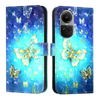 OPPO Reno10 Leather Flip Phone Case with 3D Painted Design, Card Holder, Wallet & Stand Function - Durable Protection & Easy Access