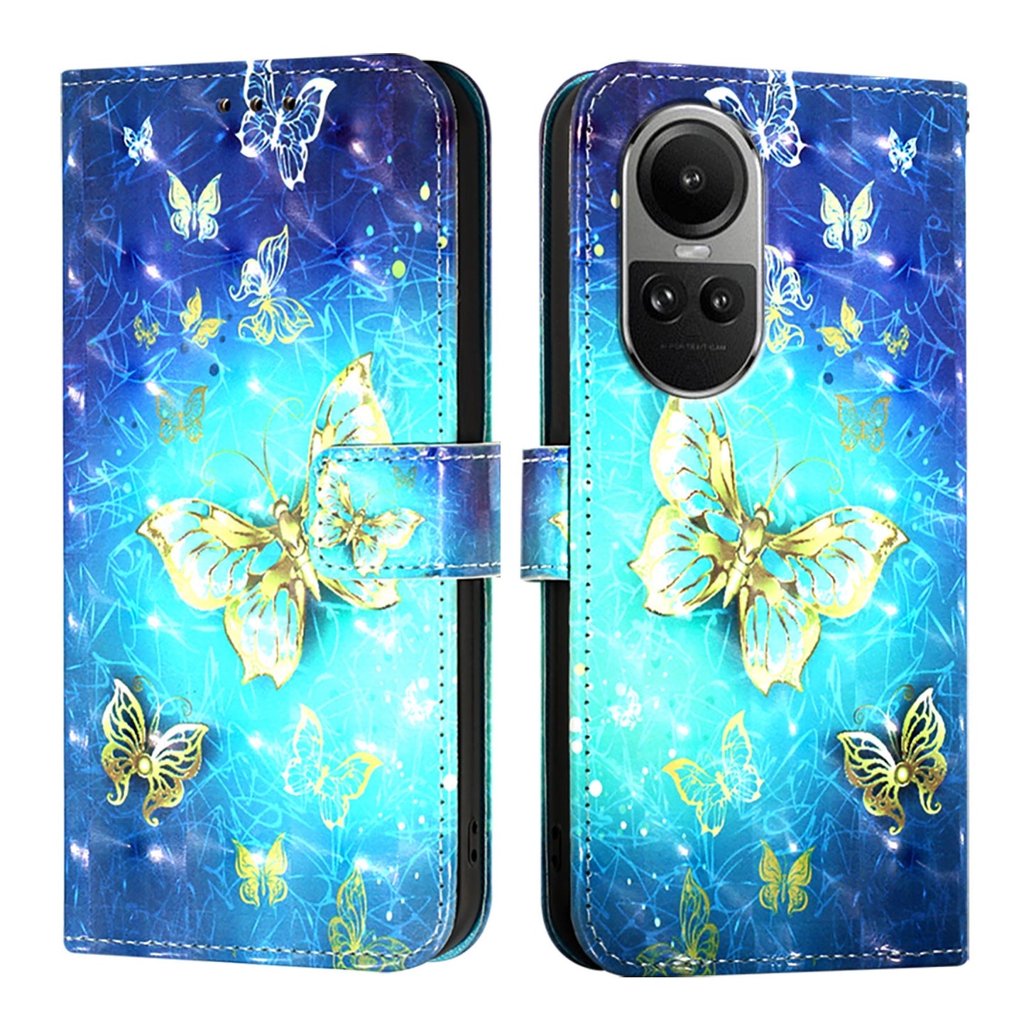 OPPO Reno10 Pro Global Leather Flip Phone Case with 3D Painted Design, Card Holder, Wallet & Stand Function - Durable Protection & Easy Access