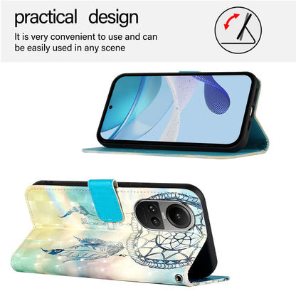 OPPO Reno10 Leather Flip Phone Case with 3D Painted Design, Card Holder, Wallet & Stand Function - Durable Protection & Easy Access