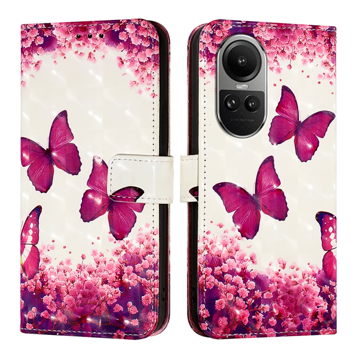 OPPO Reno10 Pro Global Leather Flip Phone Case with 3D Painted Design, Card Holder, Wallet & Stand Function - Durable Protection & Easy Access