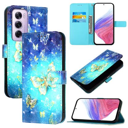 OPPO Reno12 Pro Global Leather Flip Phone Case with 3D Painted Design, Card Holder, Wallet & Stand Function - Durable Protection & Easy Access