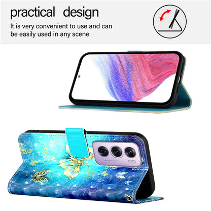 OPPO Reno12 Pro Global Leather Flip Phone Case with 3D Painted Design, Card Holder, Wallet & Stand Function - Durable Protection & Easy Access