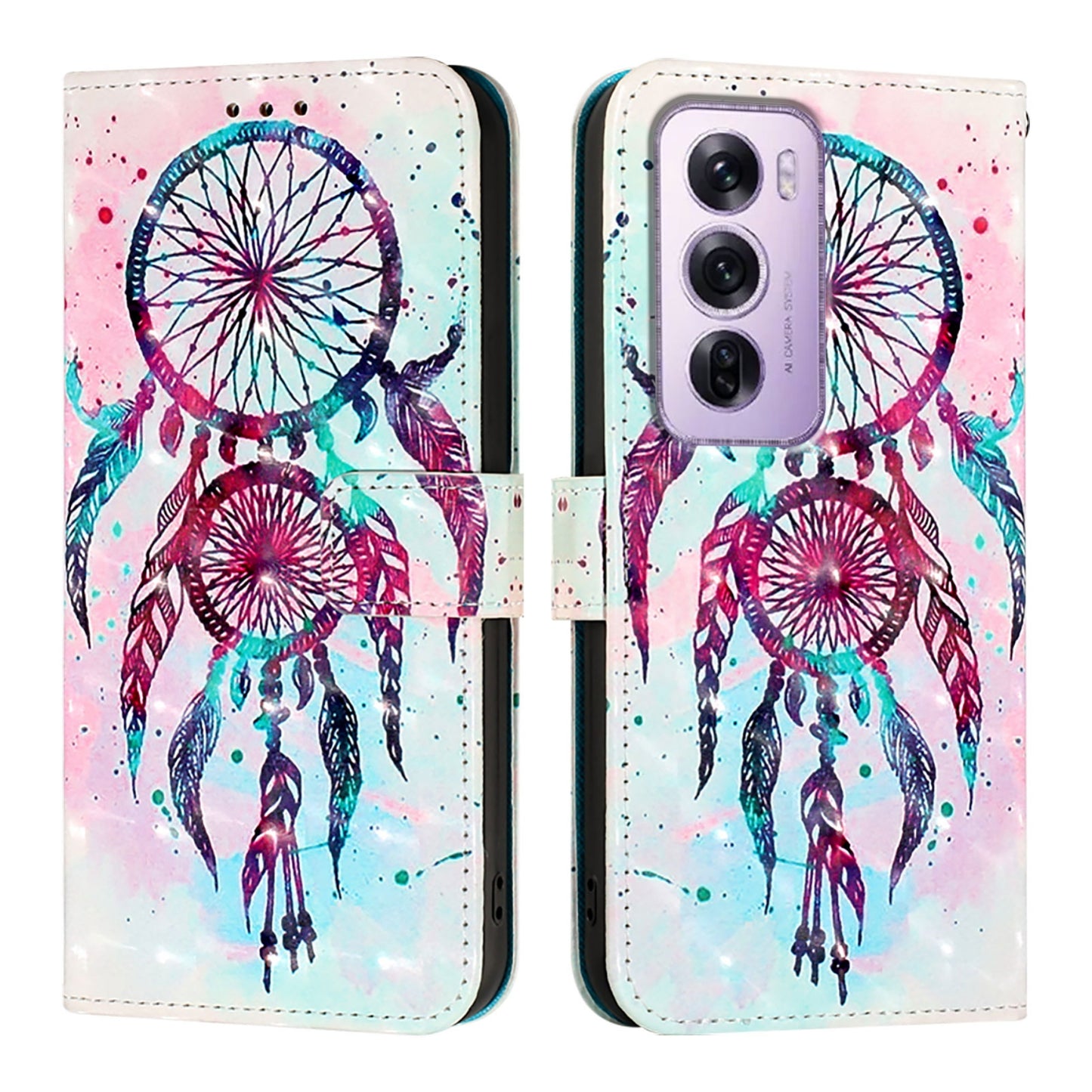 OPPO Reno12 Pro Global Leather Flip Phone Case with 3D Painted Design, Card Holder, Wallet & Stand Function - Durable Protection & Easy Access