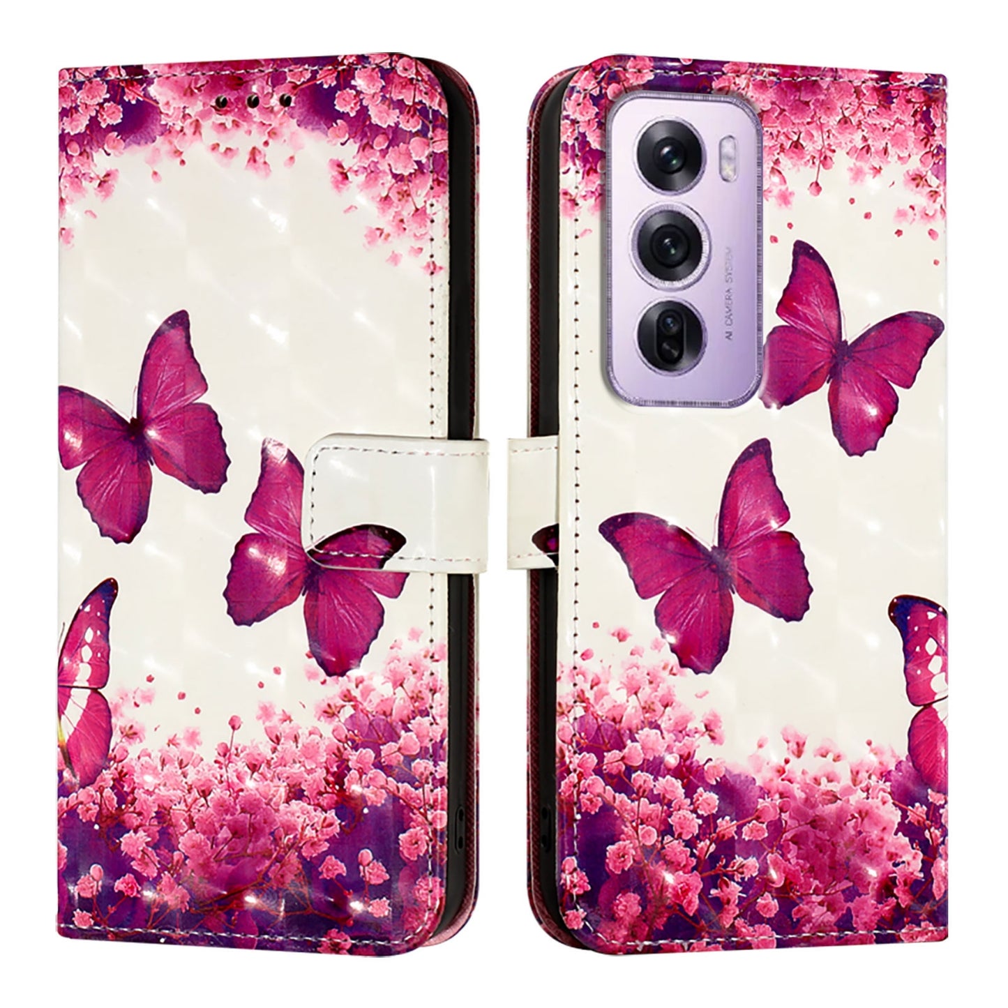 OPPO Reno12 Pro Global Leather Flip Phone Case with 3D Painted Design, Card Holder, Wallet & Stand Function - Durable Protection & Easy Access