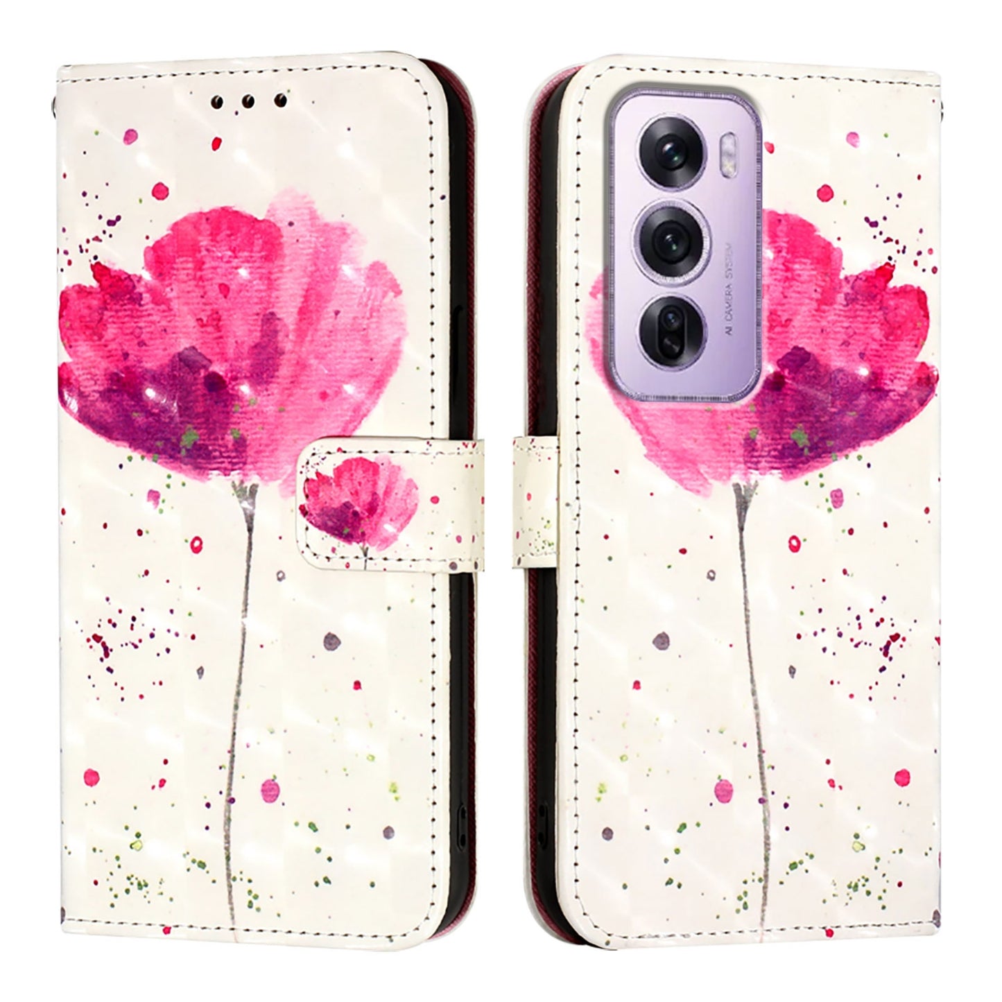 OPPO Reno12 Pro Global Leather Flip Phone Case with 3D Painted Design, Card Holder, Wallet & Stand Function - Durable Protection & Easy Access