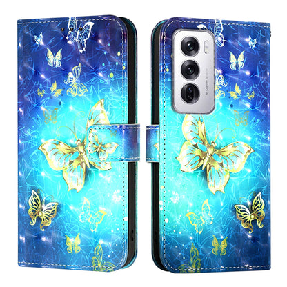 OPPO Reno12 Global Leather Flip Phone Case with 3D Painted Design, Card Holder, Wallet & Stand Function - Durable Protection & Easy Access
