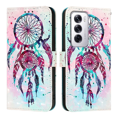 OPPO Reno12 Global Leather Flip Phone Case with 3D Painted Design, Card Holder, Wallet & Stand Function - Durable Protection & Easy Access