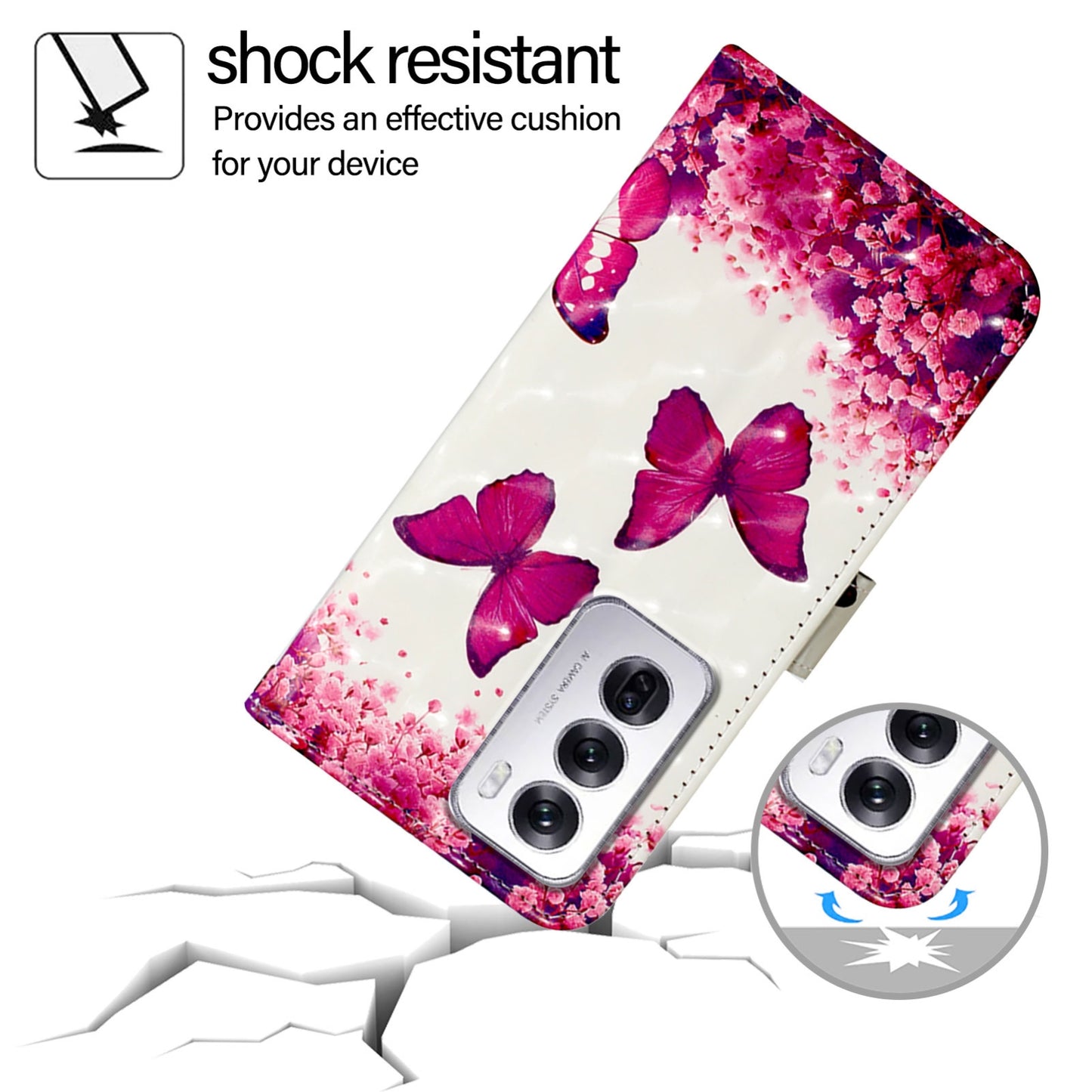 OPPO Reno12 Global Leather Flip Phone Case with 3D Painted Design, Card Holder, Wallet & Stand Function - Durable Protection & Easy Access