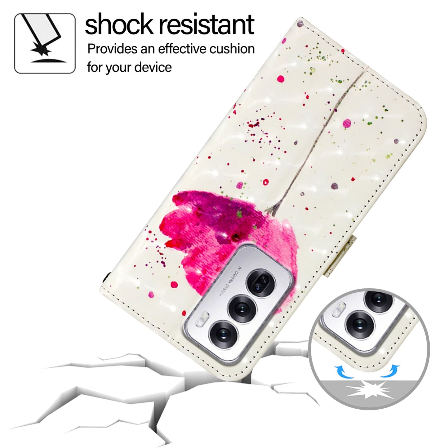 OPPO Reno12 Global Leather Flip Phone Case with 3D Painted Design, Card Holder, Wallet & Stand Function - Durable Protection & Easy Access