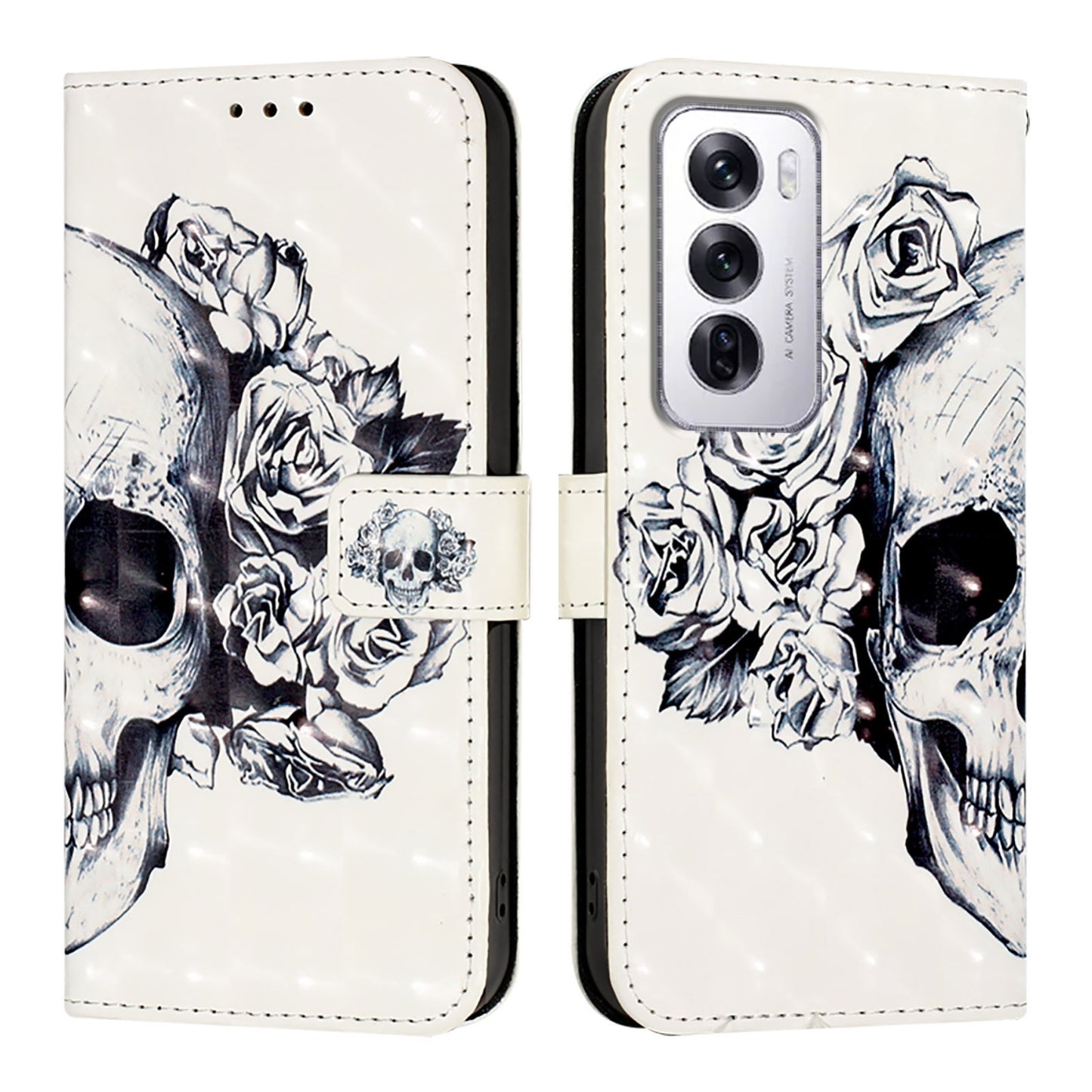 OPPO Reno12 Global Leather Flip Phone Case with 3D Painted Design, Card Holder, Wallet & Stand Function - Durable Protection & Easy Access