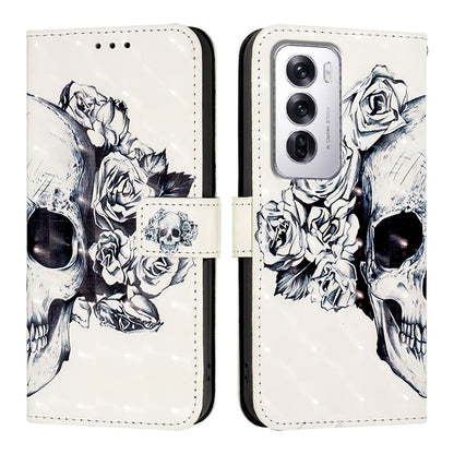 OPPO Reno12 Global Leather Flip Phone Case with 3D Painted Design, Card Holder, Wallet & Stand Function - Durable Protection & Easy Access