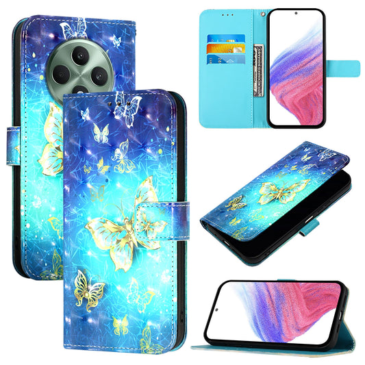 OPPO Reno12 F Global Leather Flip Phone Case with 3D Painted Design, Card Holder, Wallet & Stand Function - Durable Protection & Easy Access