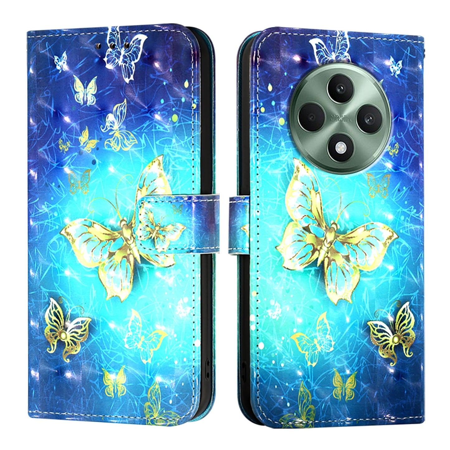 OPPO Reno12 F Global Leather Flip Phone Case with 3D Painted Design, Card Holder, Wallet & Stand Function - Durable Protection & Easy Access