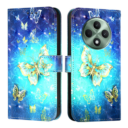 OPPO Reno12 F Global Leather Flip Phone Case with 3D Painted Design, Card Holder, Wallet & Stand Function - Durable Protection & Easy Access