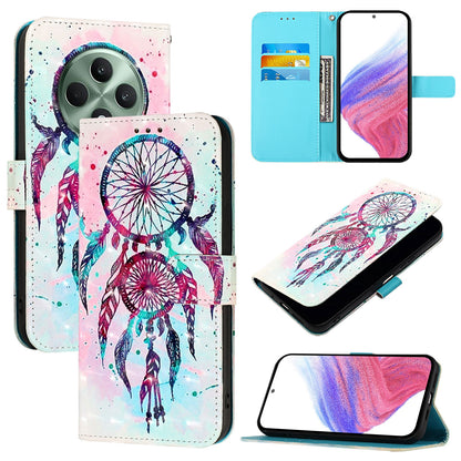 OPPO Reno12 F Global Leather Flip Phone Case with 3D Painted Design, Card Holder, Wallet & Stand Function - Durable Protection & Easy Access