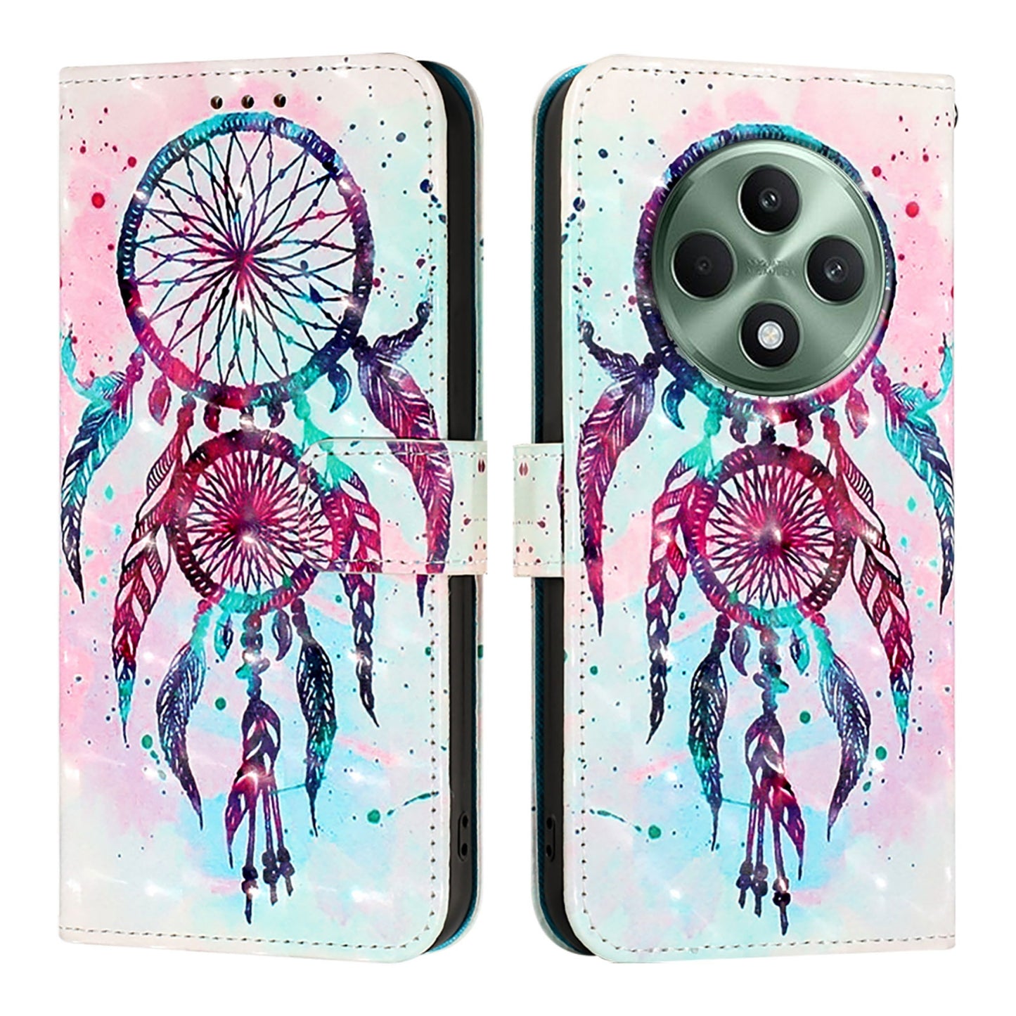 OPPO Reno12 F Global Leather Flip Phone Case with 3D Painted Design, Card Holder, Wallet & Stand Function - Durable Protection & Easy Access