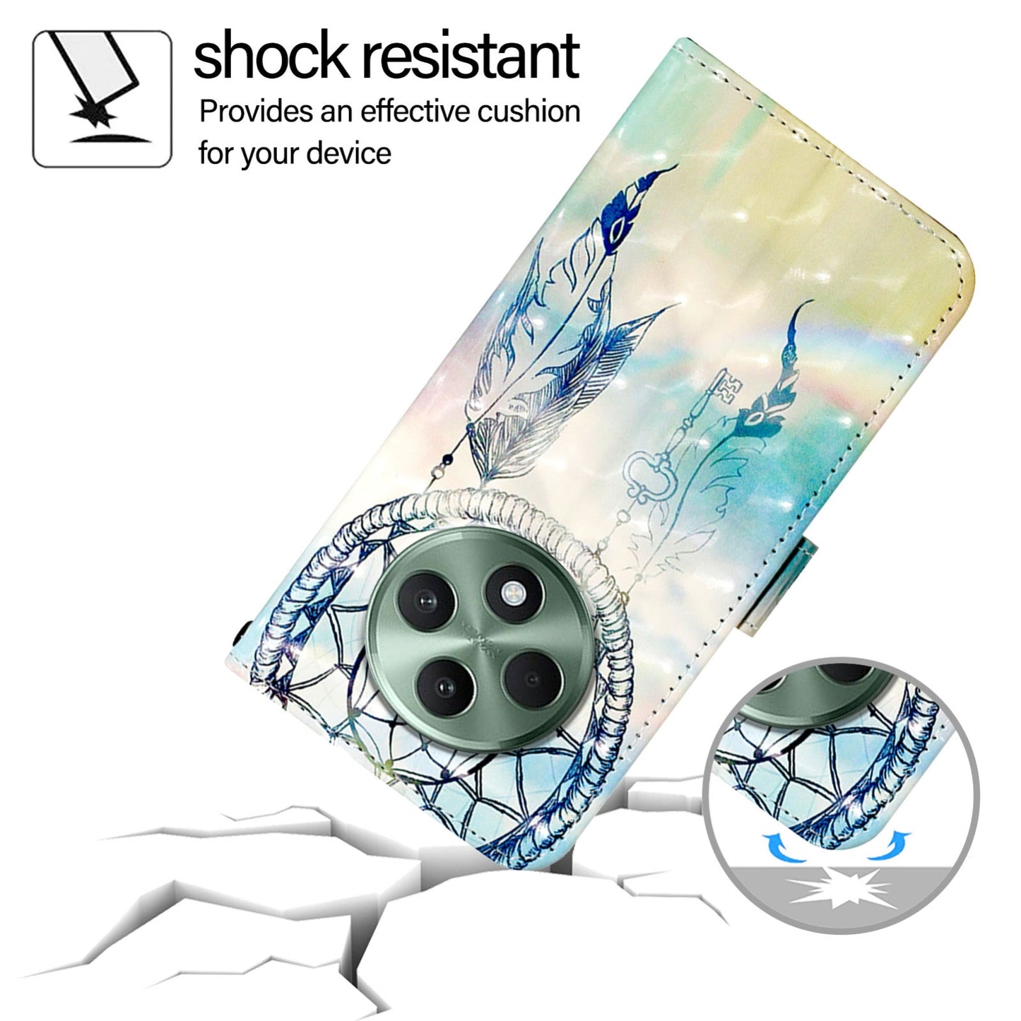 OPPO Reno12 F Global Leather Flip Phone Case with 3D Painted Design, Card Holder, Wallet & Stand Function - Durable Protection & Easy Access