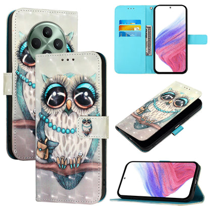 OPPO Reno12 F Global Leather Flip Phone Case with 3D Painted Design, Card Holder, Wallet & Stand Function - Durable Protection & Easy Access