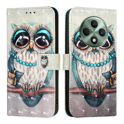 OPPO Reno12 F Global Leather Flip Phone Case with 3D Painted Design, Card Holder, Wallet & Stand Function - Durable Protection & Easy Access