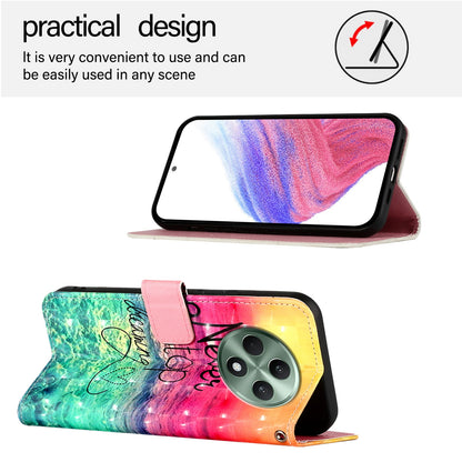 OPPO Reno12 F Global Leather Flip Phone Case with 3D Painted Design, Card Holder, Wallet & Stand Function - Durable Protection & Easy Access