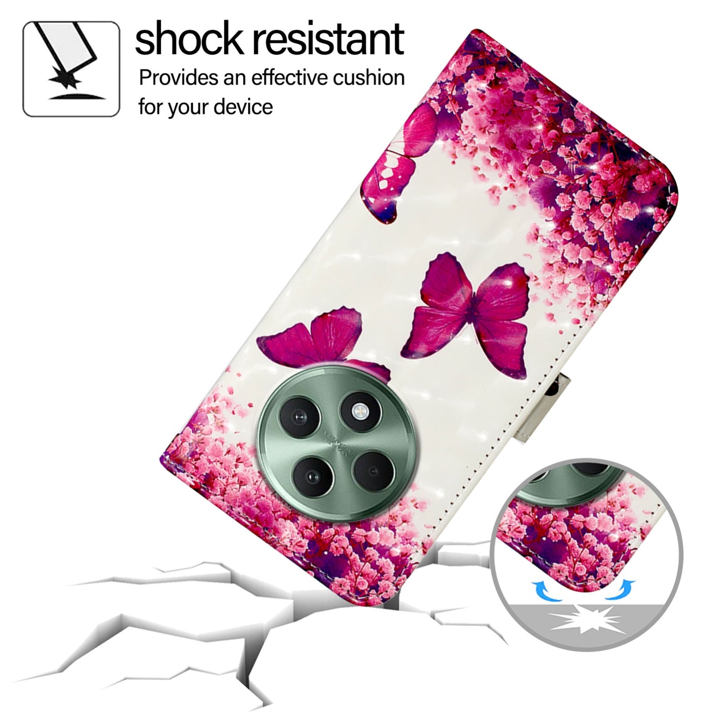 OPPO Reno12 F Global Leather Flip Phone Case with 3D Painted Design, Card Holder, Wallet & Stand Function - Durable Protection & Easy Access