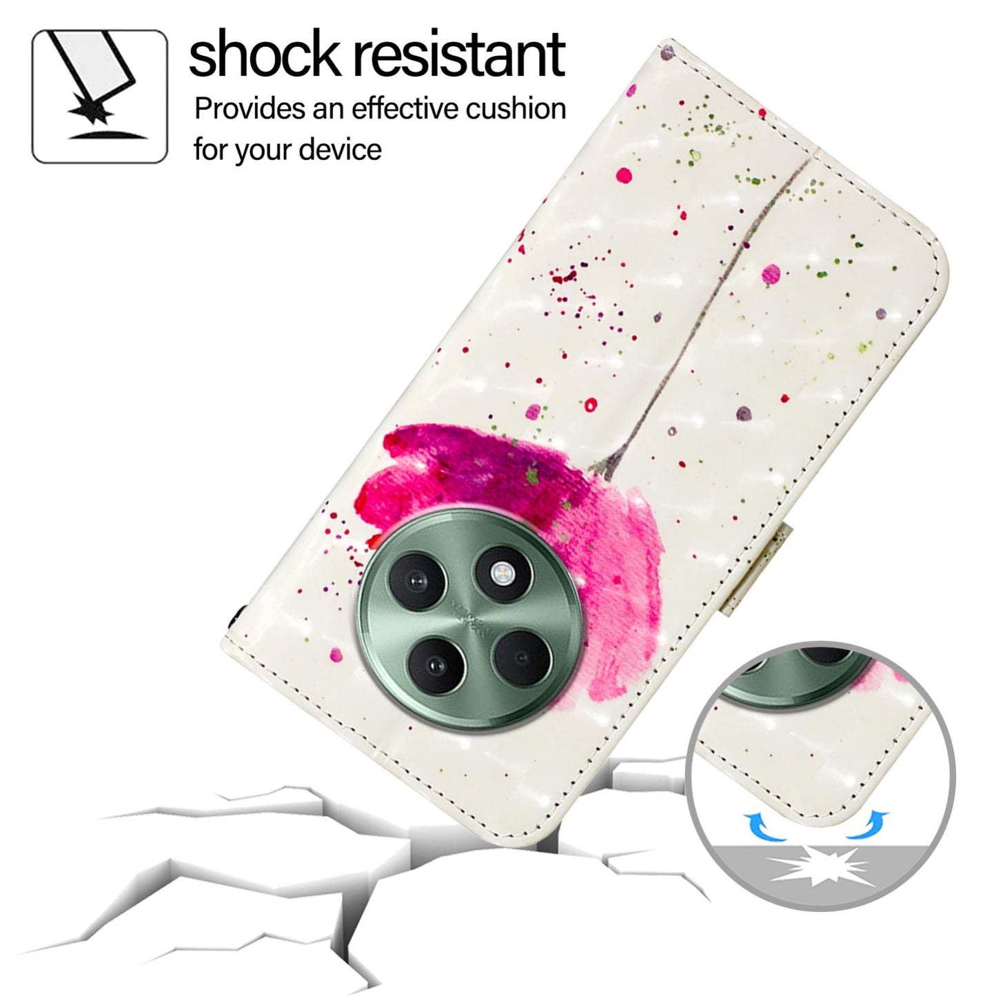 OPPO Reno12 F Global Leather Flip Phone Case with 3D Painted Design, Card Holder, Wallet & Stand Function - Durable Protection & Easy Access