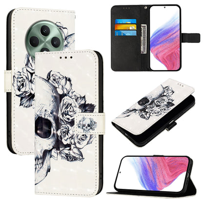 OPPO Reno12 F Global Leather Flip Phone Case with 3D Painted Design, Card Holder, Wallet & Stand Function - Durable Protection & Easy Access