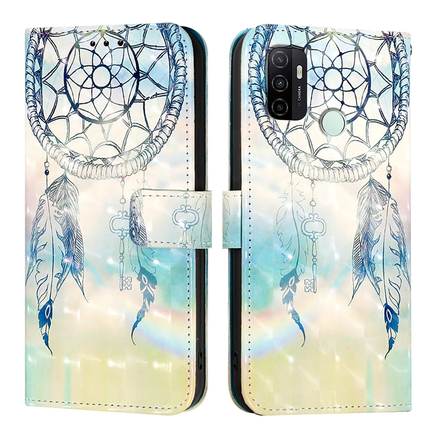 OPPO A53 2020 4G Leather Flip Phone Case with 3D Painted Design, Card Holder, Wallet & Stand Function - Durable Protection & Easy Access