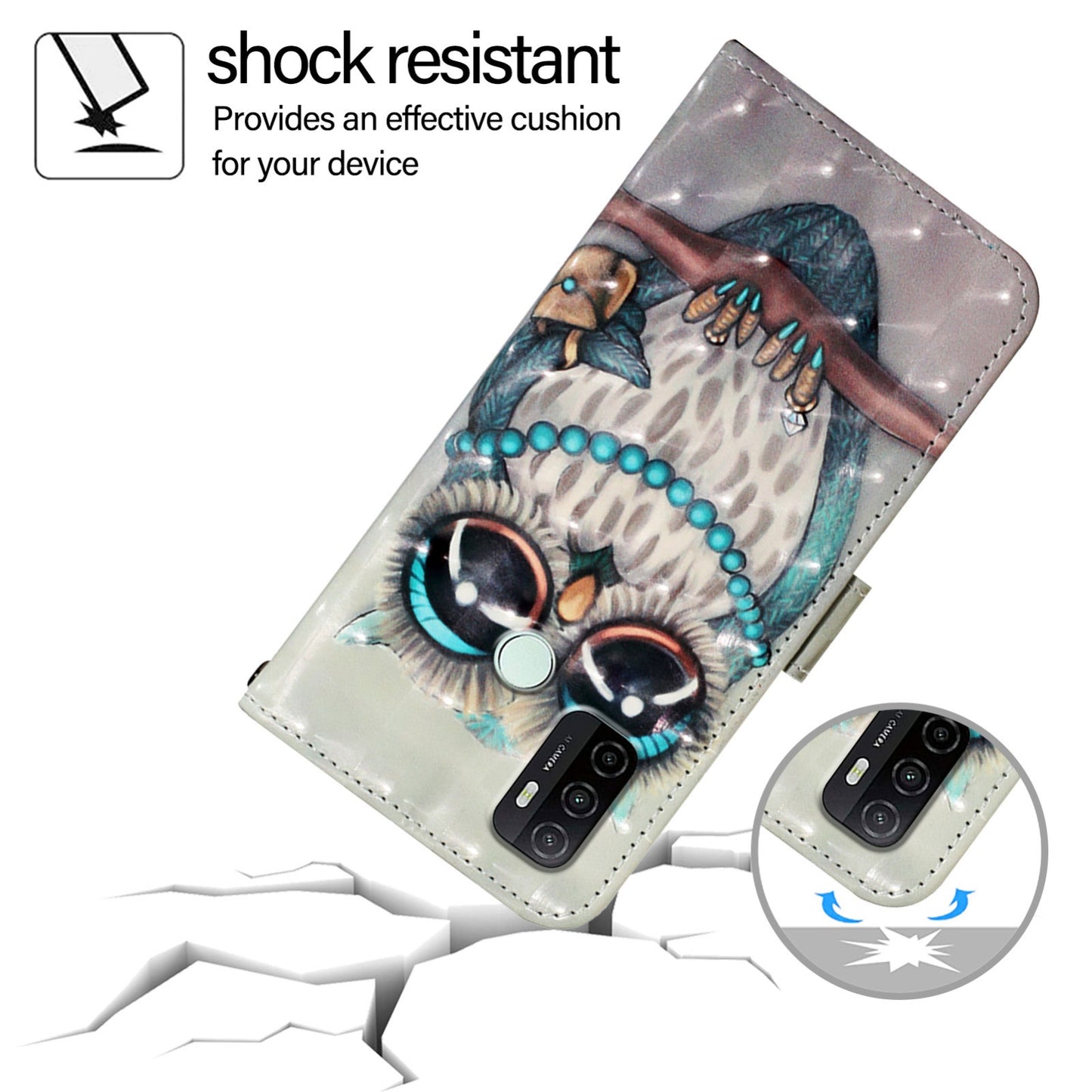 OPPO A32 2020 4G Leather Flip Phone Case with 3D Painted Design, Card Holder, Wallet & Stand Function - Durable Protection & Easy Access