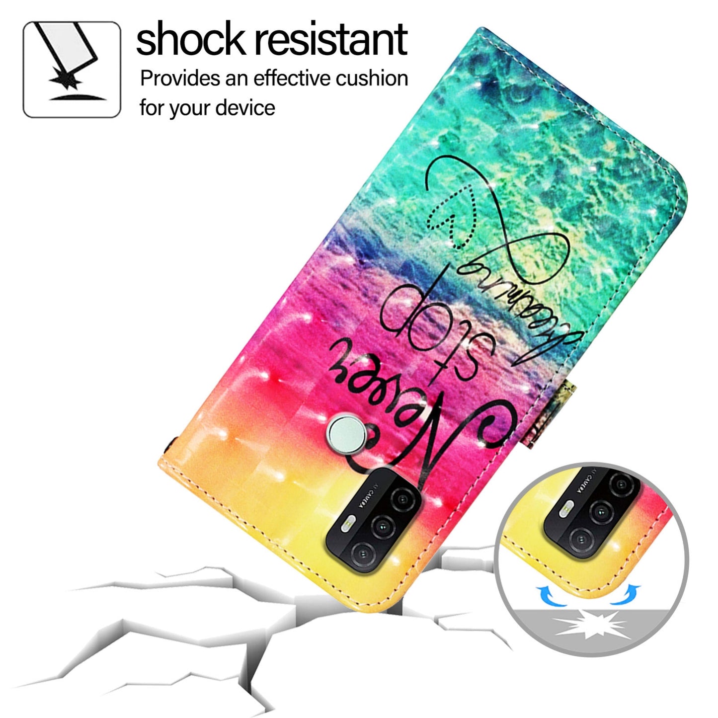 OPPO A32 2020 4G Leather Flip Phone Case with 3D Painted Design, Card Holder, Wallet & Stand Function - Durable Protection & Easy Access