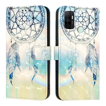 OPPO A33 2020 4G Leather Flip Phone Case with 3D Painted Design, Card Holder, Wallet & Stand Function - Durable Protection & Easy Access