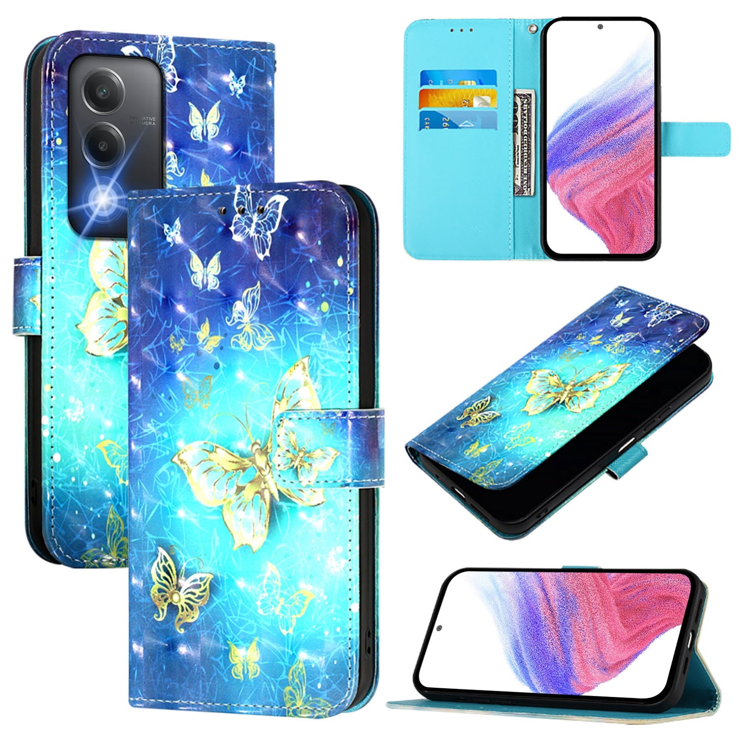 OPPO K12x 5G Global Leather Flip Phone Case with 3D Painted Design, Card Holder, Wallet & Stand Function - Durable Protection & Easy Access
